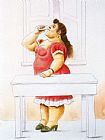 Mujer de pie, bebiendo by Fernando Botero